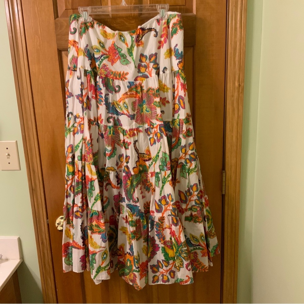 Ralph Lauren Boho Tiered Skirt size 1X Multicolor Elastic Waist A Line